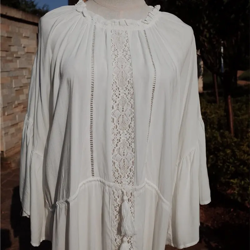 Robe Ete 2021 женская одежда летнее пляжное платье белая хлопковая Туника пикантные