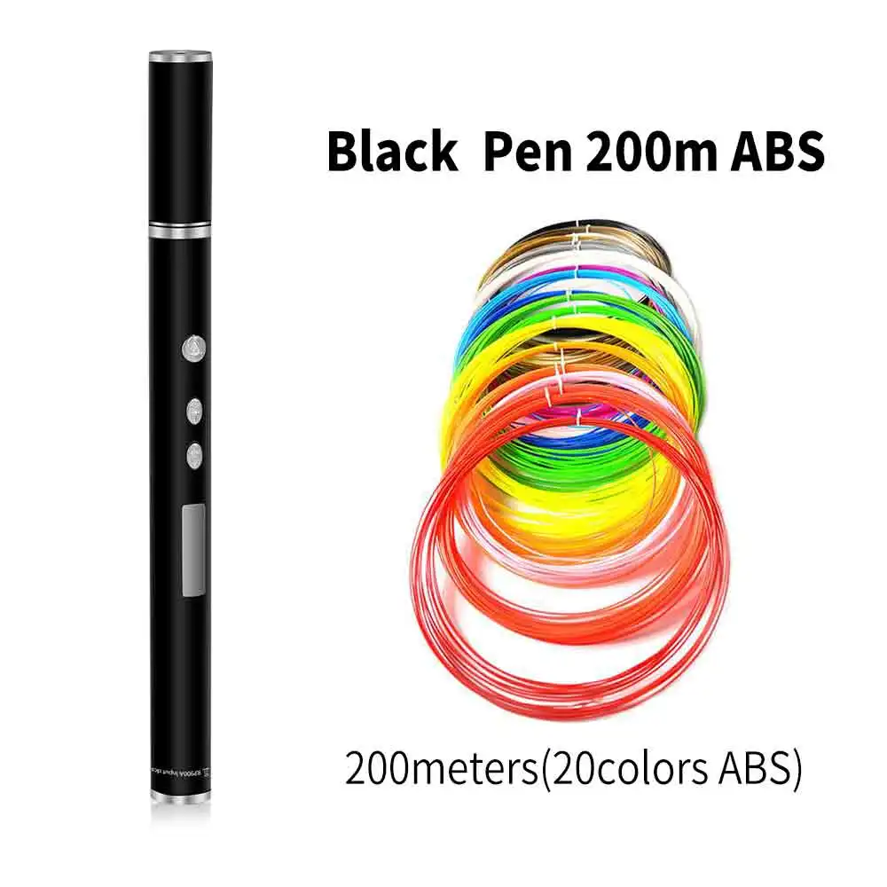 Black Pen 200m ABS DEWANG, легкая 3d-ручка, новинка, OLED, DIY, 3D принтер, ручка, подарок на день рождения, PLA, ABS, нить, ручка, 3d ручки для рисования, гаджет - Цвет: Black Pen 200m ABS