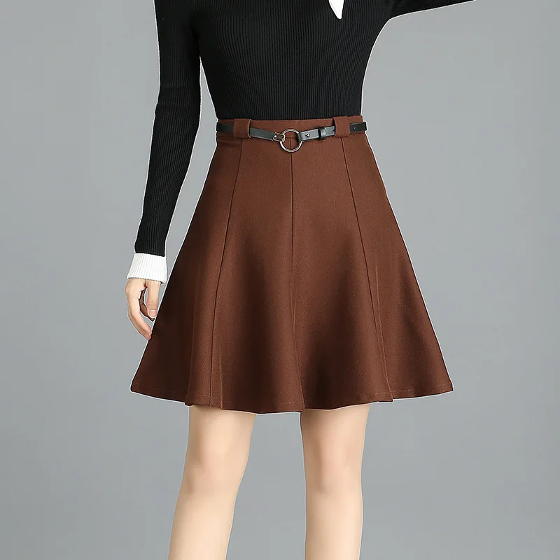 Новый вязать юбка трапеция Для женщин осень 2017 г. Зимние черные сапоги Высокая