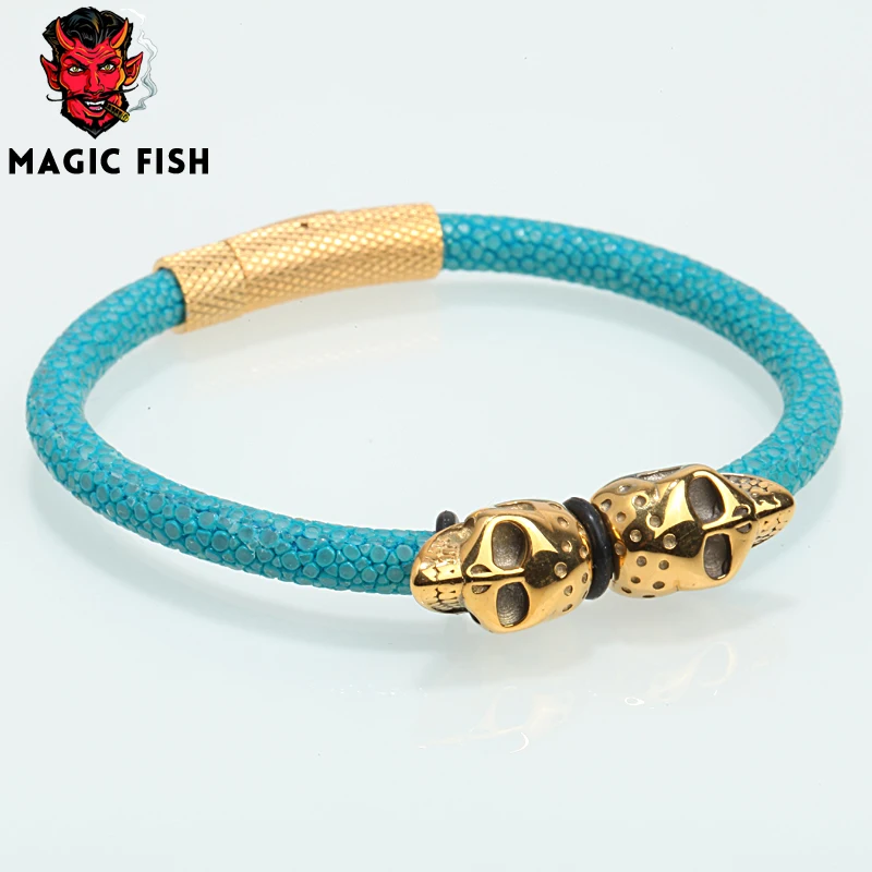 Браслет Magic Fish Man из титановой стали с черепом Роскошные ювелирные украшения 13