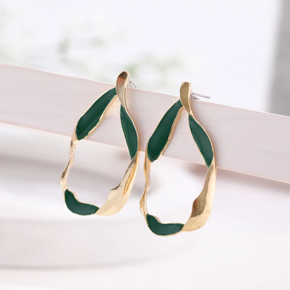 Teamer элегантные Для женщин серьги вечерние ювелирные изделия зелёная эмаль
