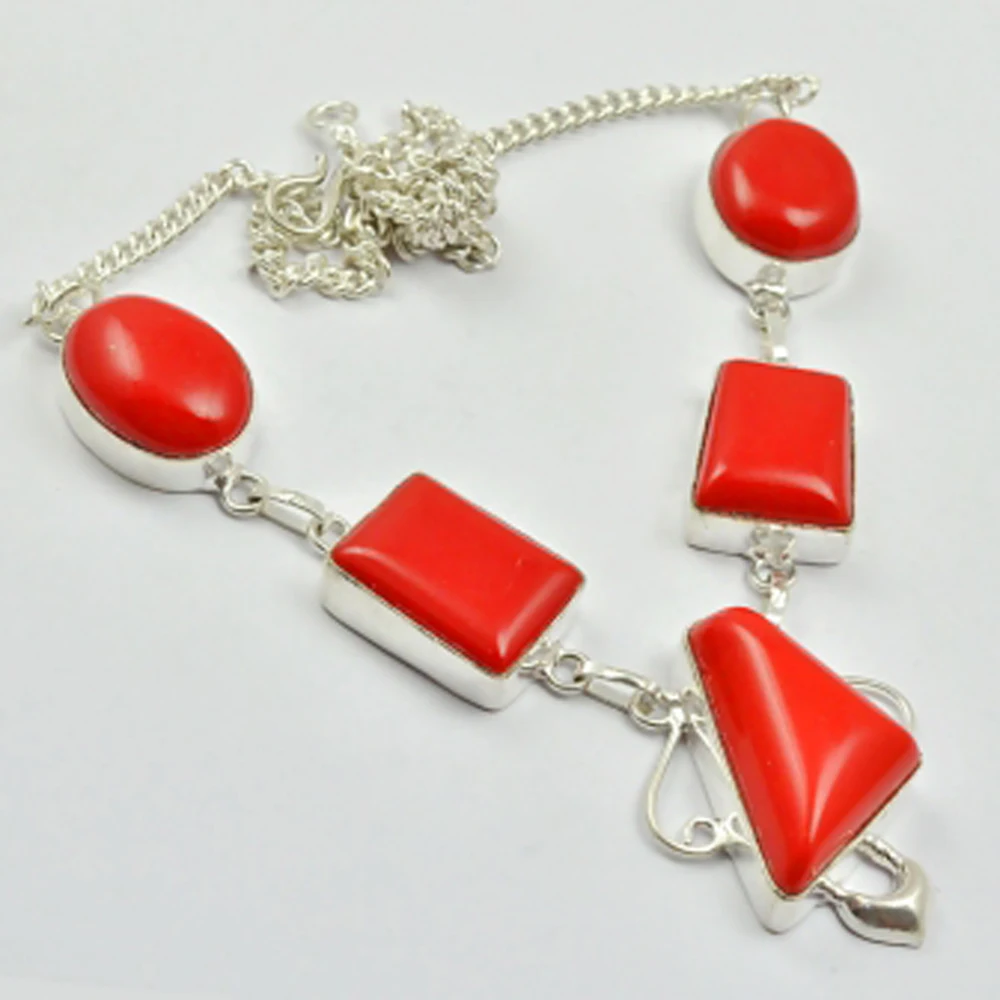 

Coral Necklace Silver Overlay over Copper, 48cm , N2701