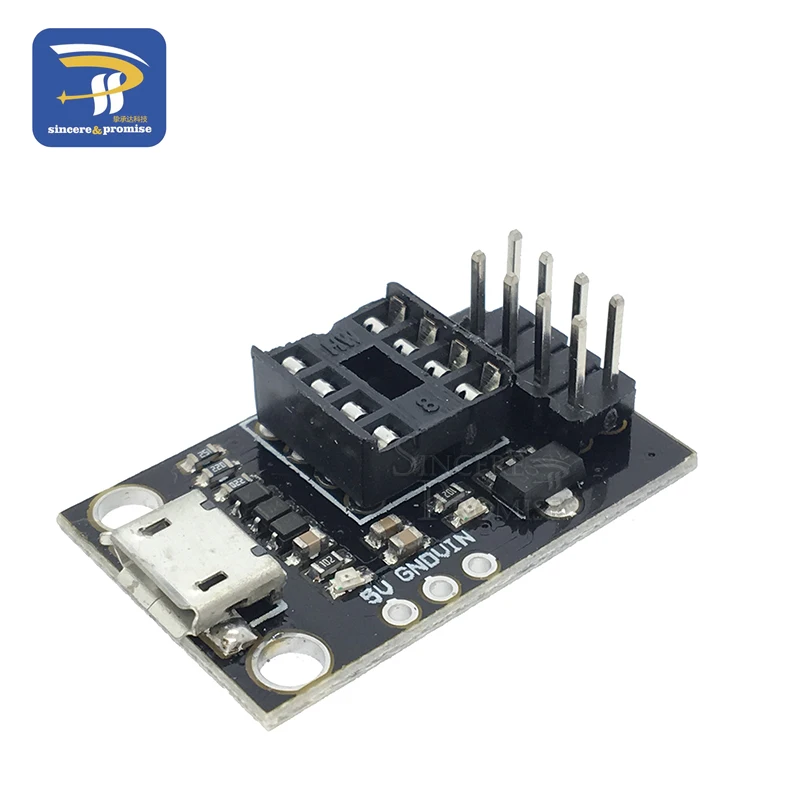 Подключаемая ATTINY макетная плата для ATtiny13A/ATtiny25/ATtiny45/ATtiny85, программирующий модуль, разъем питания Micro Usb