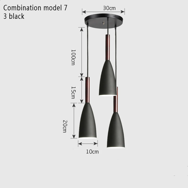Combination mode 7 Современный минималистский E27 подвесные светильники Бар Кафе Ресторан Декор дерево алюминий подвесной светильник освещение светильник - Цвет корпуса: Combination mode 7