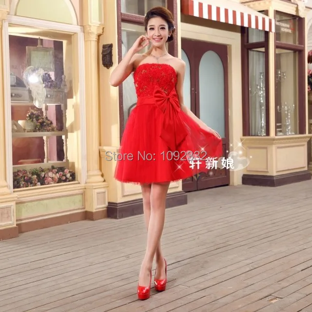 Женское свадебное платье размера плюс s красное короткое с открытой спиной на