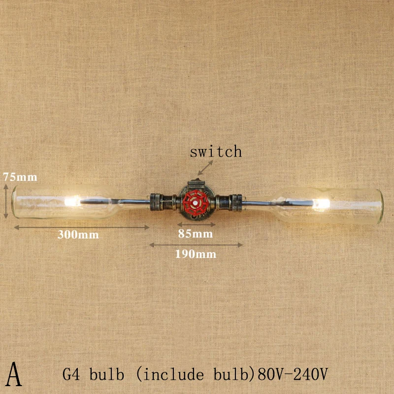 Ретро промышленный светодиодный настенный светильник стеклянный абажур
