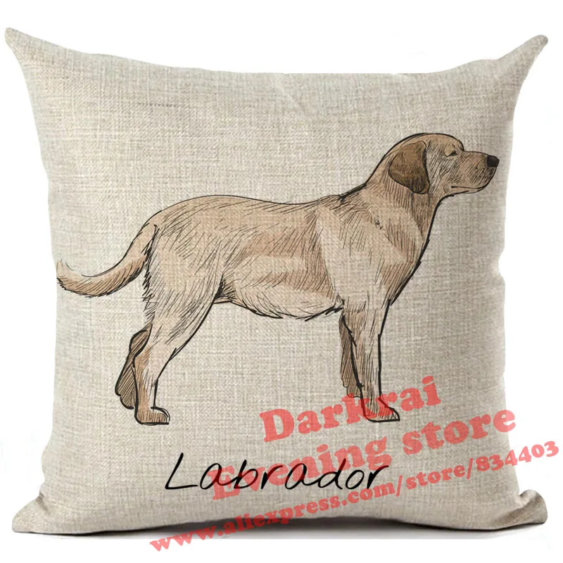 3 Cushion Cover Labrador Corgi Doberman Printed Linen Pillows Cover Car Sofa Decorative Throw Pillows Home Decoration Pillow Case - Цвет: 3