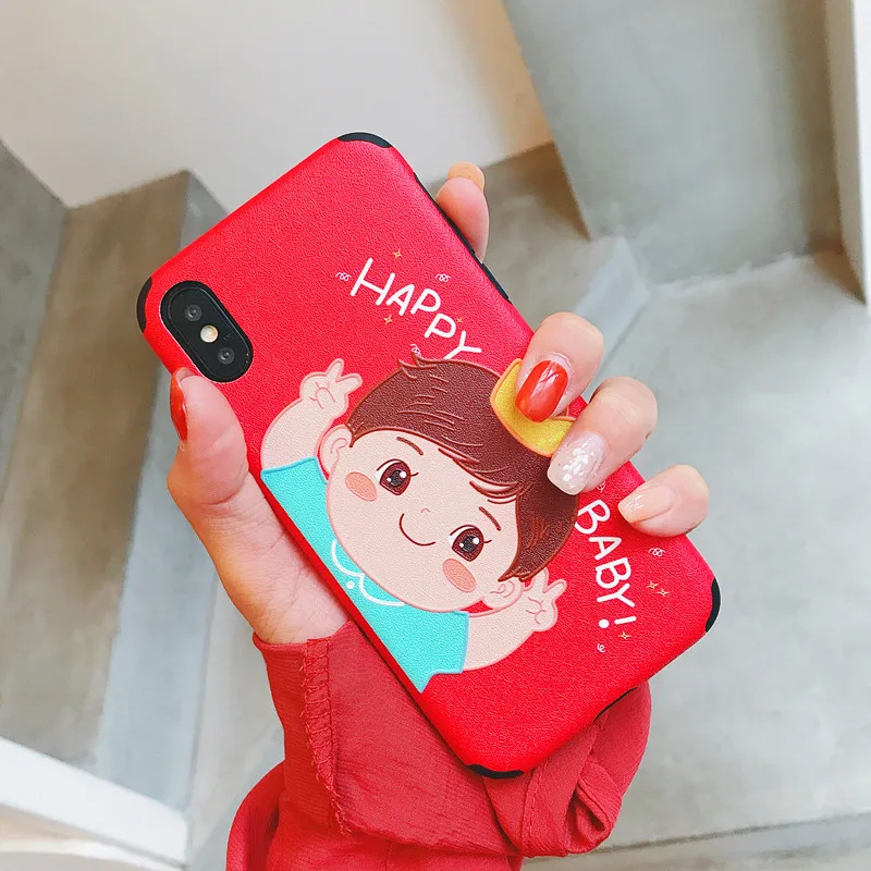 Cartoon Phone Case For iPhone XR XS MAX X 8P Soft TPU 7 6 6S Plus Funny Letter Smile Little Boy Girl Back Cover |