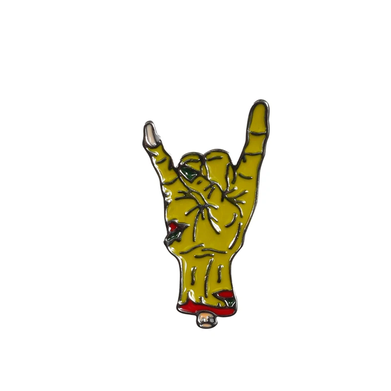 HipHop Hand Модные Рок, хип-хоп жесты эмалированные шпильки жесткие раз письмо мощность брошь кулак для мужчин и женщин шляпа панка одежда нагрудные булавки бижутерия - Окраска металла: HipHop Hand