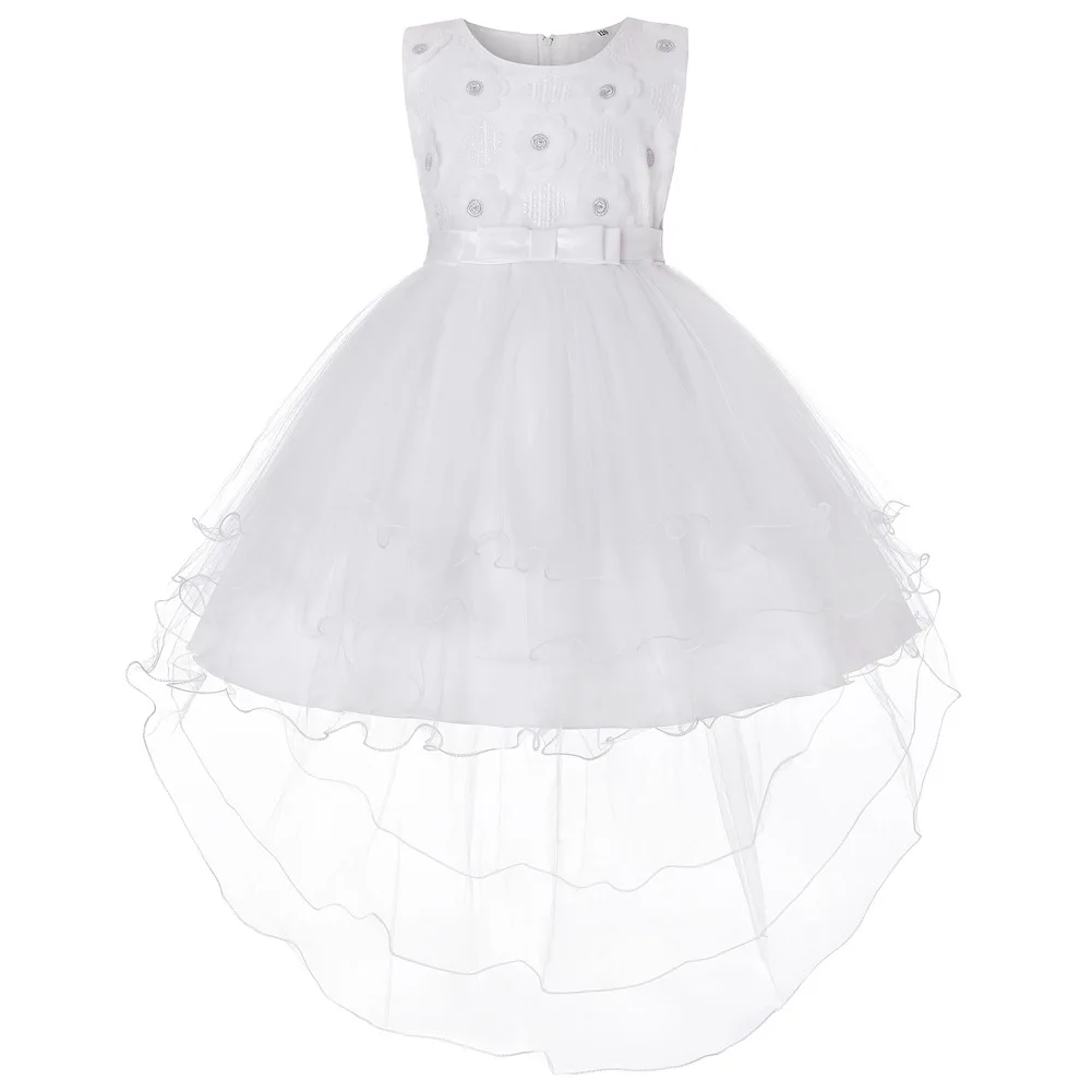 

2018 New Arrived Girl Pearl Three-dimensional Flower Dress Summer Girls Dance Ball Party Dress Children kids Age 2-12 Years old