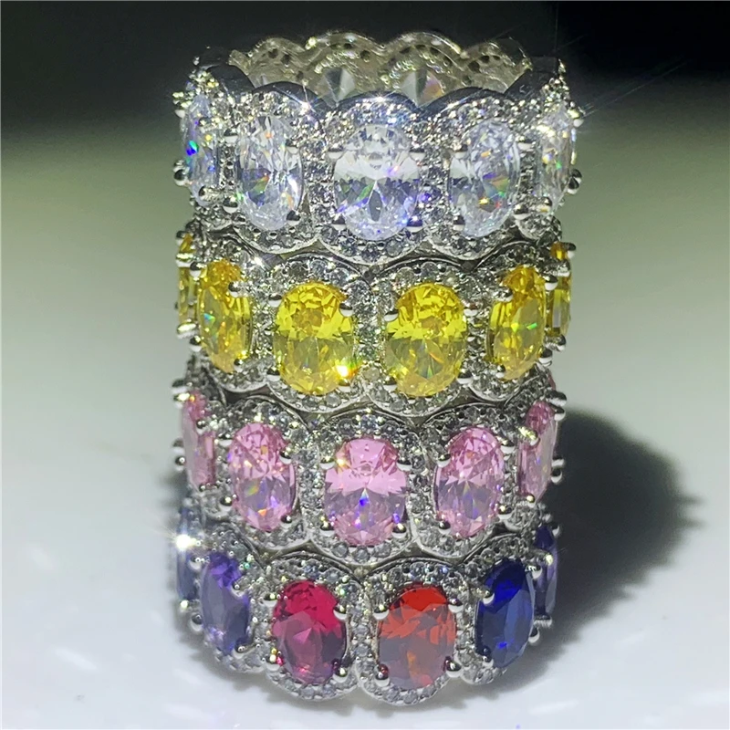 Роскошное кольцо обещания с закрепкой 5А циркониевый искусственный Серебряный