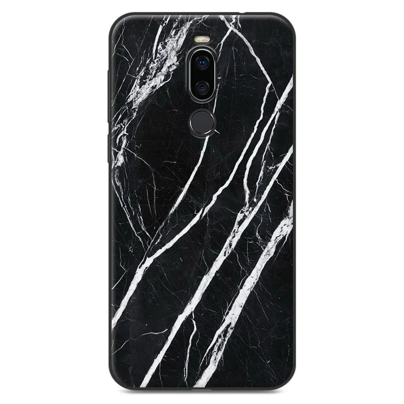 002 Black Чехол для Meizu X8, силиконовый чехол, мягкий ТПУ чехол для телефона с рисунком деревянного камня, для Meizu X8, задняя крышка, противоударный защитный экран - Цвет: 002 Black