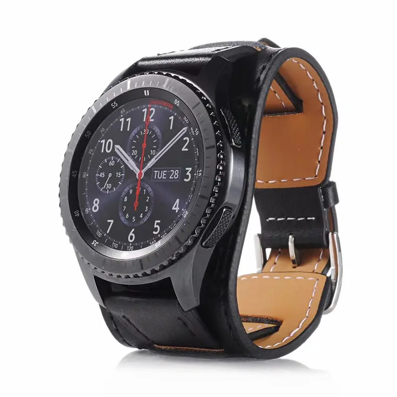Ремешок для часов из натуральной кожи для samsung Galaxy Watch 46 мм 42 мм Ремешки для наручных часов gear S3/S2 классический ремешок для часов Huami Amazfit 1 2 - Цвет ремешка: Black