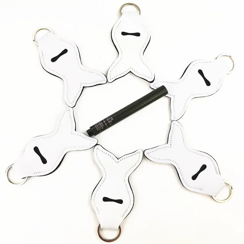 2 шт. белый стиль брелка для ключей накидка губной помады чехол с хвостом