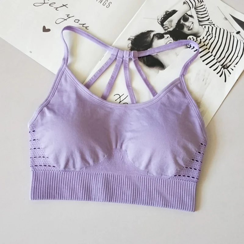 Purple CHRLEISURE, женские бесшовные бюстгальтеры для женщин, для тренировок, сексуальный, пуш-ап, бесшовный, спортивный топ, женский спортивный костюм фитнесс, рубашка, жилет 5 - Цвет: Purple