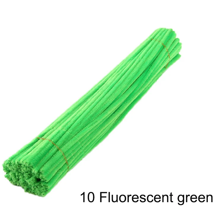 10 fluorescent green 50 шт. 30 см Красочные Синели стебли трубы Очистители детские развивающие игрушки ручной работы Рождество День рождения Декор DIY ремесло поставки - Цвет: 10 fluorescent green