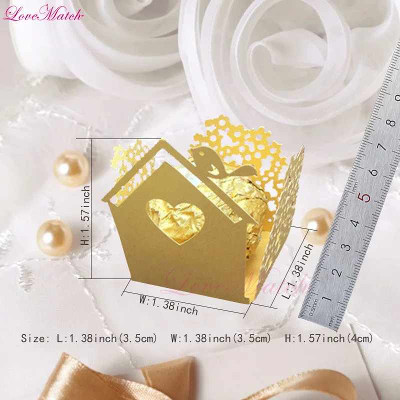 50 шт./лот лазерная резка дерева дом сердце птица конфета бар Свадебная сувенирная