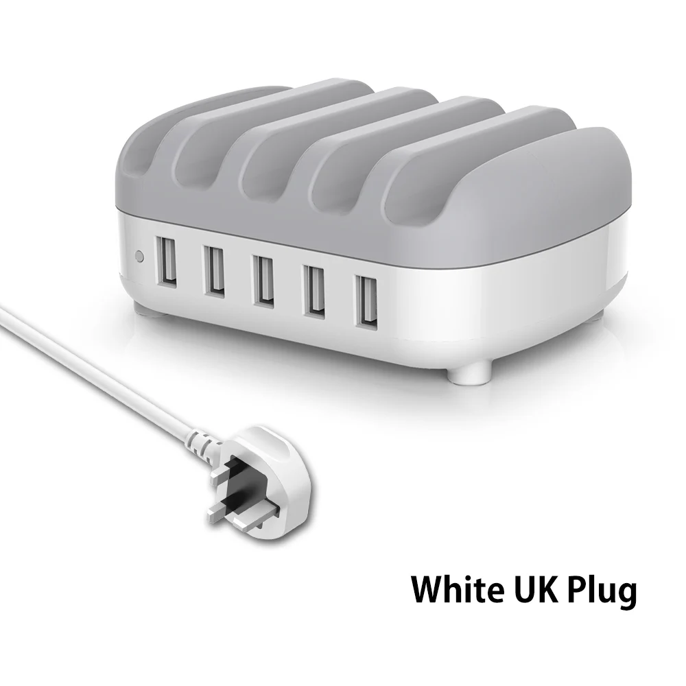 ORICO 40 Вт 5V2. 4A 5 портов USB Зарядное устройство Док-станция с держателем 5 usb зарядка для iPhone 6 7 смартфон Ноутбуки ПК быстрое зарядное устройство - Тип штекера: White UK Plug