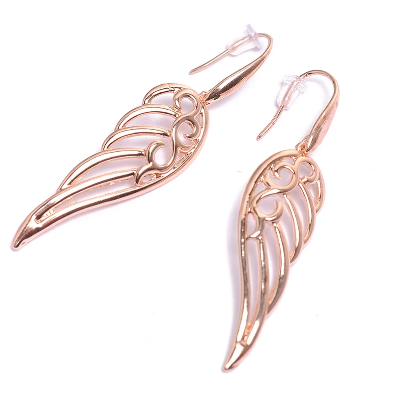 Rose gold Новые полые очаровательные крылья серьги подарок на свадебную вечеринку ювелирные изделия покрытие Мода Винтаж Классическая кисточкой сплава сережк - Окраска металла: Rose gold