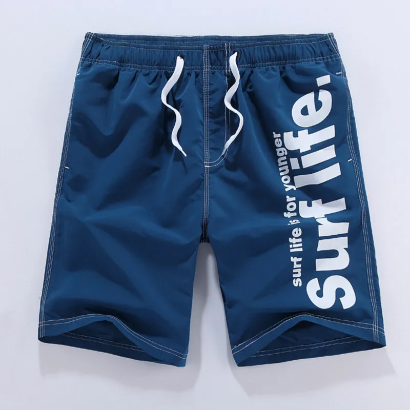 Мужские быстросохнущие пляжные шорты однотонные повседневные из полиэстера с