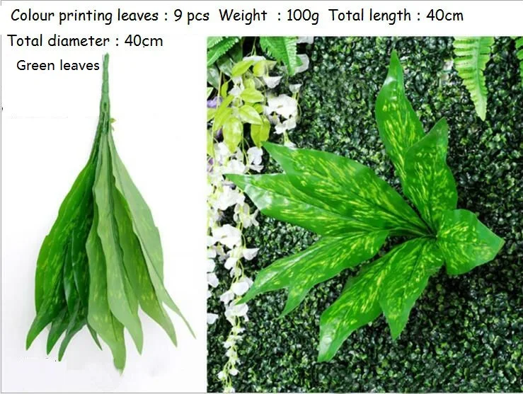 Green leaves DIY искусственная пластмассовая трава листья цветы Флорес растения поддельные растения для домашнего магазина сада представить украшение стены - Цвет: Green leaves