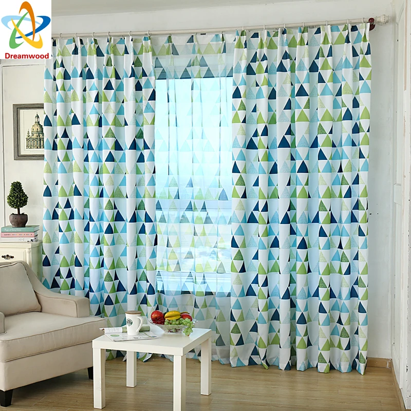 Полузатемненные оконные шторы из полиэстера и хлопка с смешанным принтом