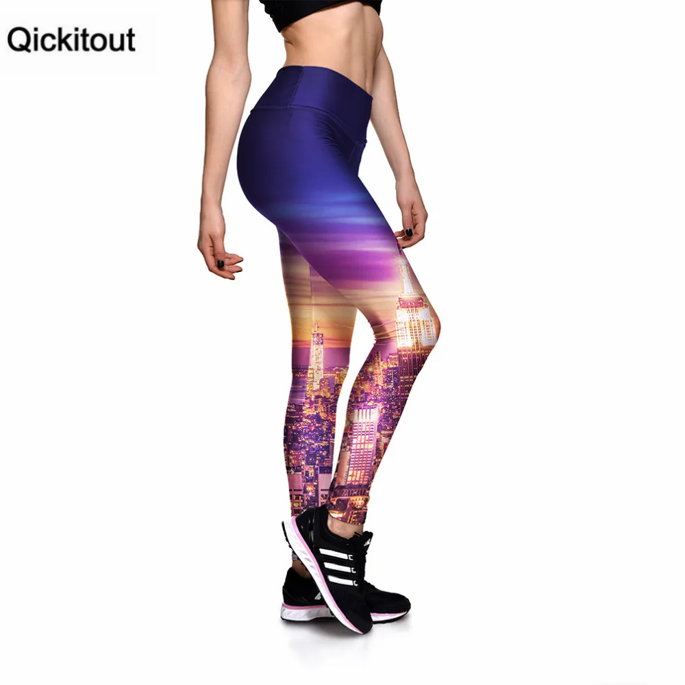 Qickitout леггинсы Мода 2016 года Высокая Талия Леггинсы для фитнеса брюки город 3D