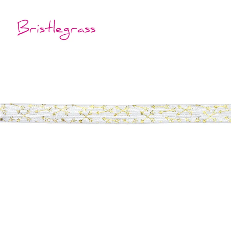 BRISTLEGRASS, 5 ярдов, 5/8 дюймов, 15 мм, Золотая стрелка из фольги, с принтом, блестящая, складывающаяся, эластичная повязка из спандекса, Детский галстук для волос, повязка на голову, кружевная отделка, сделай сам
