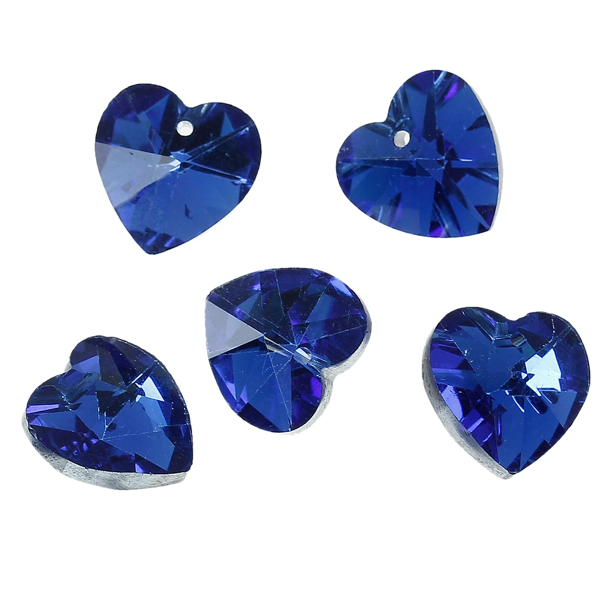Doreenbeads Шарм Стекло Подвески сердце синий прозрачный граненый 14 мм (4/8 &quot) x 20 шт.