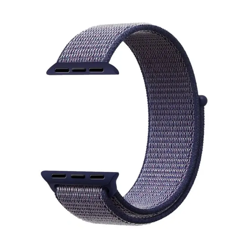 Midnight Blue Из мягкого нейлона и шифона со вставками в полоску, петля ремешок для наручных часов Apple Watch 38/40/42/44 мм Замена дышащий ремень на запястье для IOS Смарт-часы наручных часов iwatch, 4/3/2/1 серии - Цвет: Midnight Blue