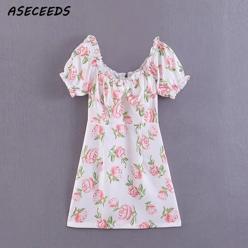 Белое летнее платье для женщин с вырезом лодочкой и цветочным принтом vestidos ropa mujer