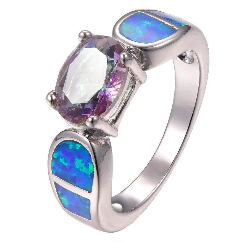 

Роза Радуга Хрустальный Циркон с синим огненным опалом фотосеребряное кольцо Размер 6 7 8 9 10 R1376