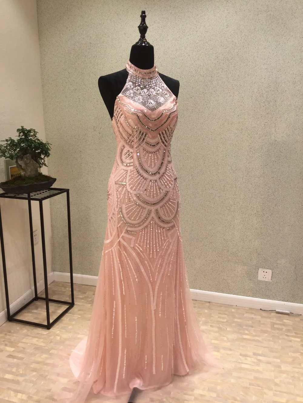 Vestidos de festa New Style Mermaid Prom Dresses 2020 High Neck Sleeveless Floor Length Beading Tulle Evening Dresses