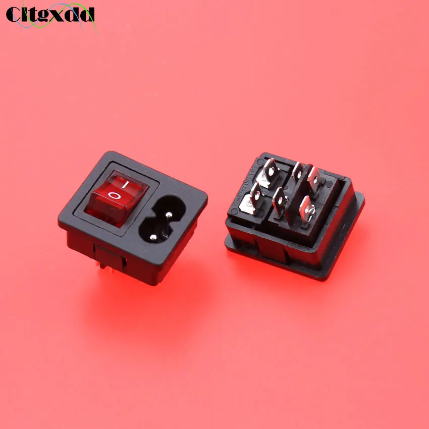 Cltgxdd AC 2.5A 250 В IEC 320 C8 шнур питания Входная розетка с ВКЛ-ВЫКЛ красный светильник кулисный переключатель для компьютерного усилителя