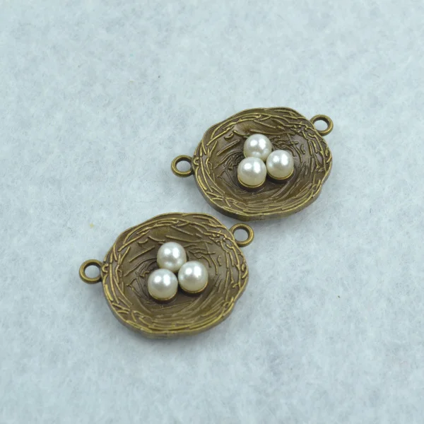 Подвески в виде жемчужного яйца птицы из АБС пластика 6 шт. античное бронзовое