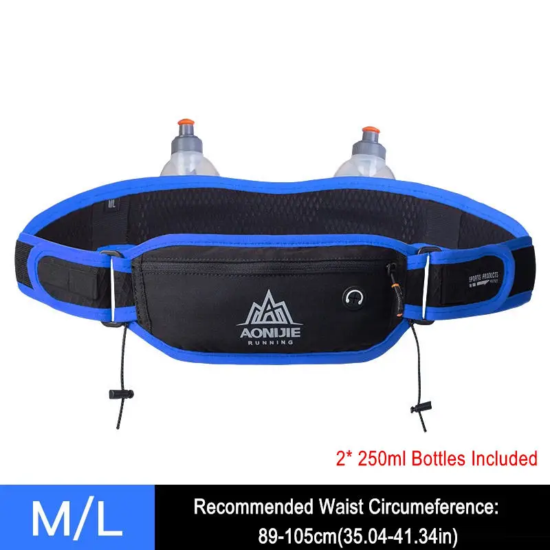 Black-Blue ML AONIJIE W937S Trail Беговая поясная сумка с гидратационным ремнем, держатель для телефона, поясная сумка для бега, аксессуары для тренажерного зала с 250 мл бутылками для воды - Цвет: Black-Blue ML