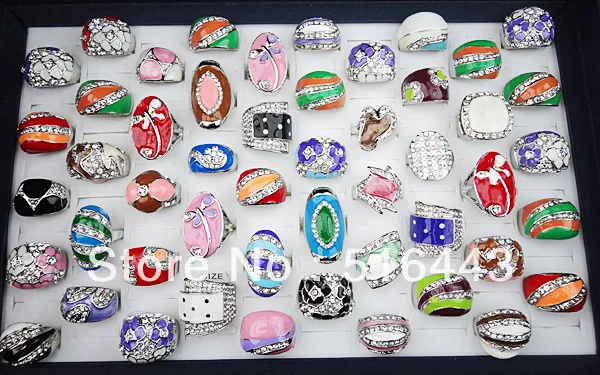 10 шт. чешские Стразы смешанные стильные эмалевые Модные посеребренные женские