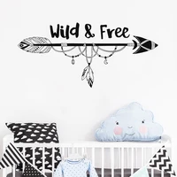 Wild and Free Arrow Wall Decal Tribal Nursery Vinyl Stickers Boho Style Art Decals Bedroom Home Decor Kids Room Wallpaper D004