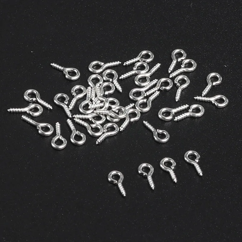 Rhodium 50 шт. 4/5/6 мм Мини булавки с глазком Eyepins, крючки, станок и проушины с винтовой резьбой металлические украшения кулоны застежками "сделай сам" для изготовления ювелирных изделий, аксессуары - Цвет: Rhodium
