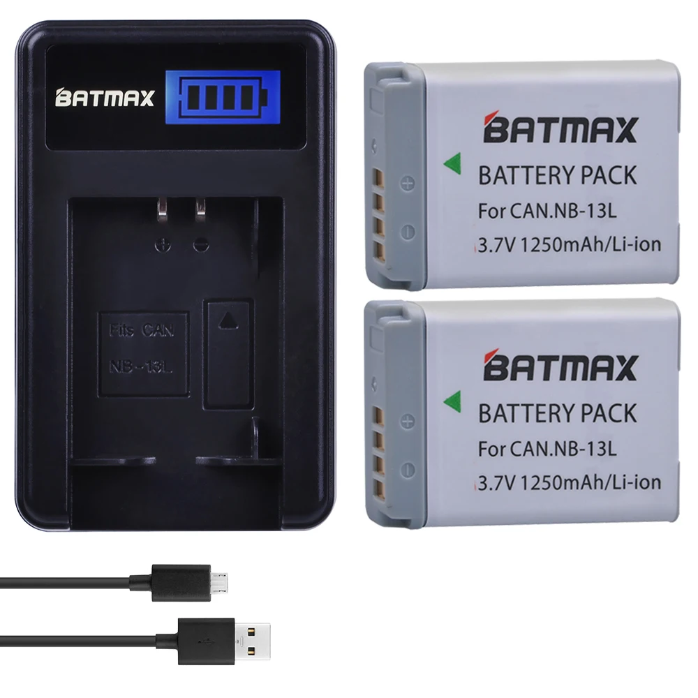 Аккумулятор Batmax 2 шт. зарядное устройство USB с ЖК дисплеем для Canon PowerShot G5X G7X G9X Mark III