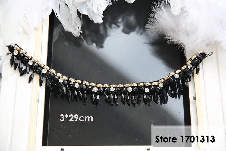 3*29cm handmade beaded collar patches for clothing Sequins Trimmings wedding dresses DIY sewing accessories trim tailor | Дом и сад