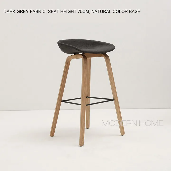 SH75 D.Grey Natural Модный современный дизайн, Массив дерева, ткань, мягкий чехол, мягкий барный стул, роскошный Лофт, для дома, кухни, комнаты, счетчик, табурет, 1 шт - Цвет: SH75 D.Grey Natural