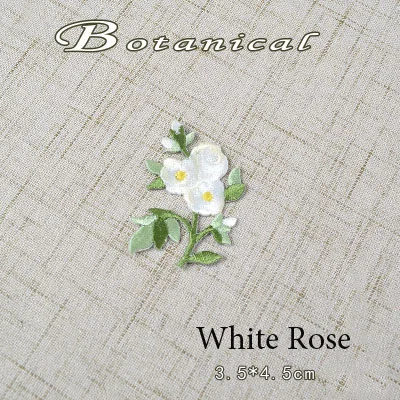 white rose AHYONNIEX РОЗА Подсолнух Орхидея Малиновая вышитая нашивка для одежды Железный цветок аппликация нашивка Джинсы наклейка на одежду - Цвет: white rose