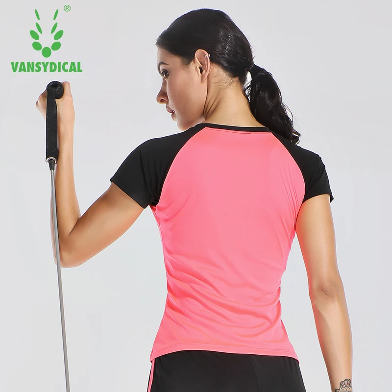 

Vansydical Sports T-Shirt Women's Yoga Running Sportswear Quick-Drying Jacket Short-Sleeved Breathable Training Fitness Clothing