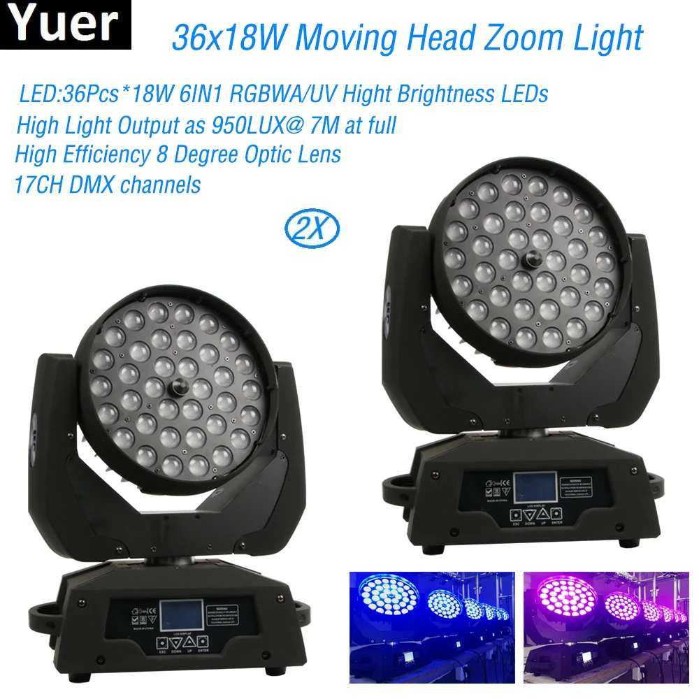 

Светодиодные лампы RGBWA/UV 6 в 1, подвижный головной светильник для дискотеки, диджея, вечевечерние НКИ, клуба, сценическое освещение с движущей...