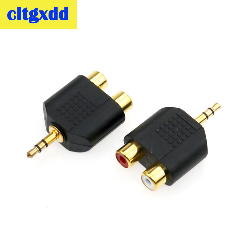 Cltgxdd 1 шт. позолоченный штекер 3 5 мм к гнезду RCA К AV аудио разъему 2 в стерео