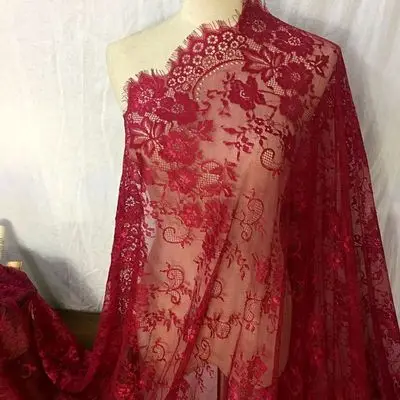 Burgandy Розовая кружевная ткань, фиолетовый, темно-синий, серый, burgandy, fushia! 12 цветов ресницы Шантильи кружевная ткань 1 шт = 3 метра - Цвет: Burgandy