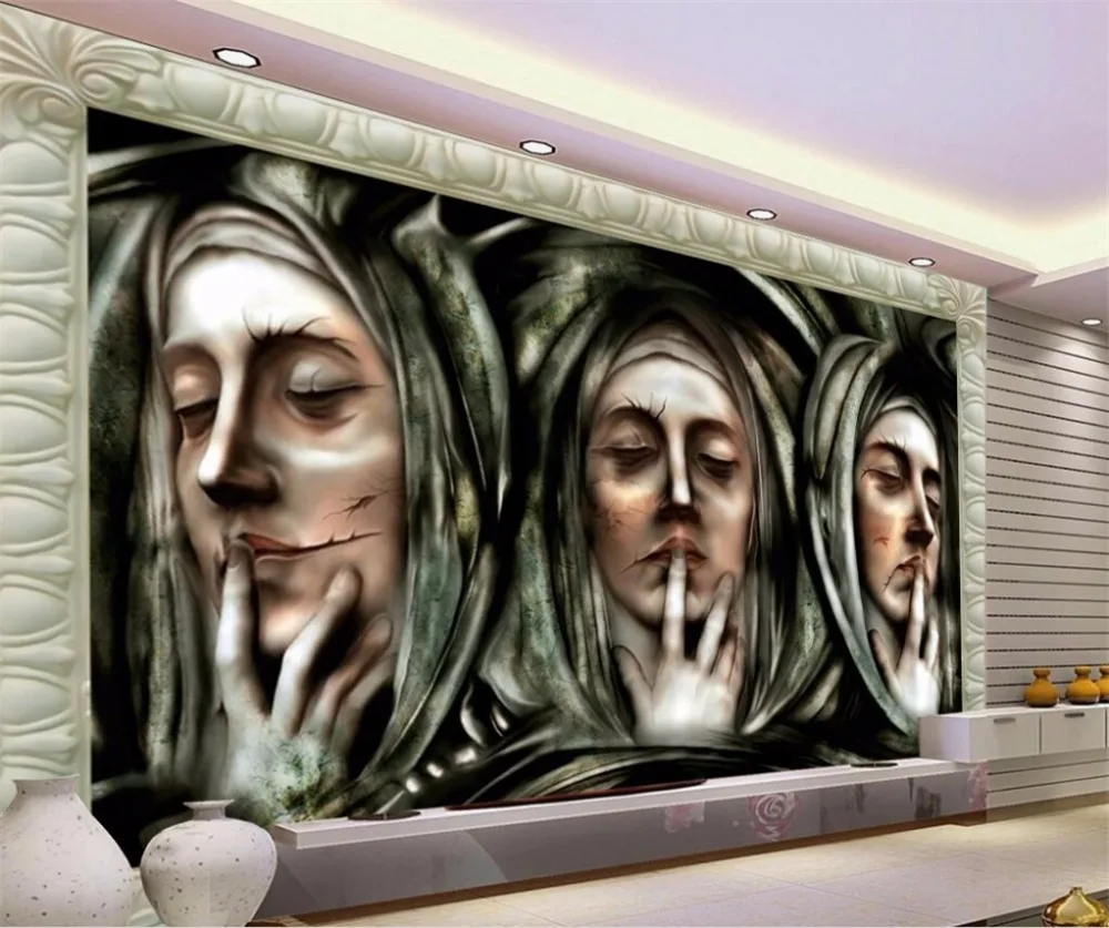 Пользовательские фотообои 3d Европейский стерео стиль лицо статуя ТВ фон