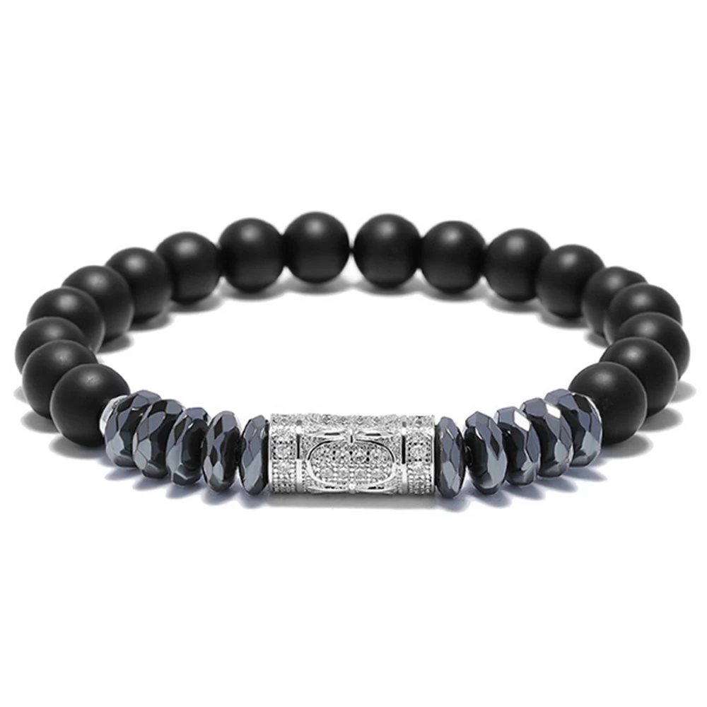 8 mm Natural Grind Stone Beads Bracelet For Women Handmade Black Men Energy Prayer Yoga Charm Dropshipping | Украшения и