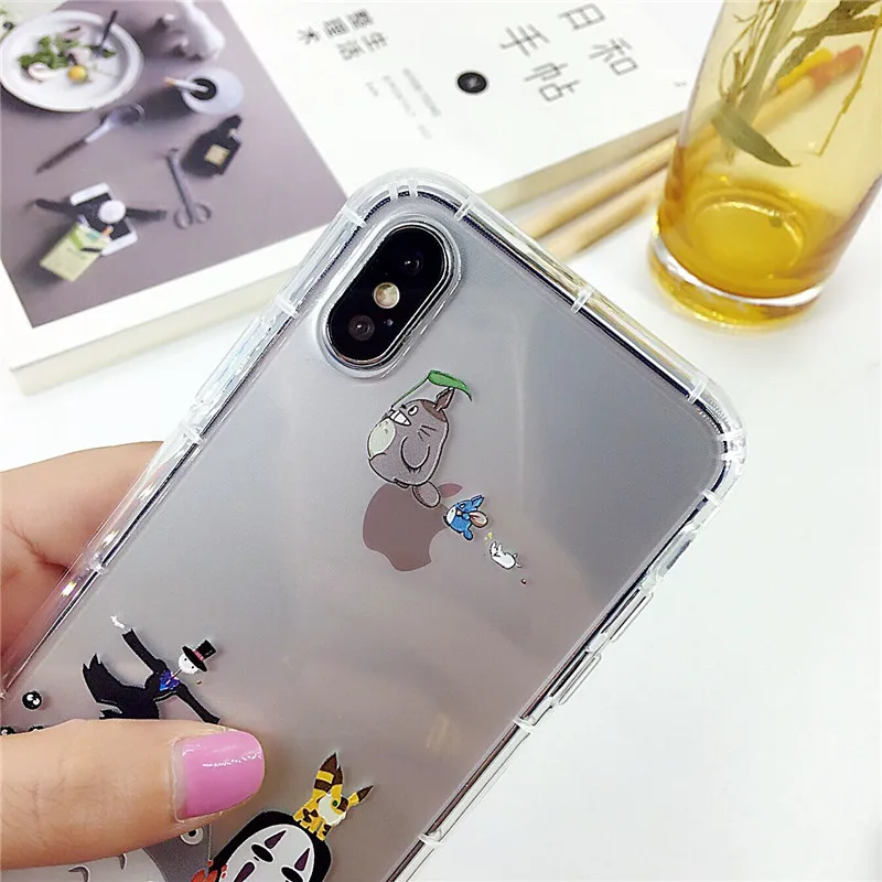Милый мягкий прозрачный чехол для телефона с рисунком Тоторо из мультфильма